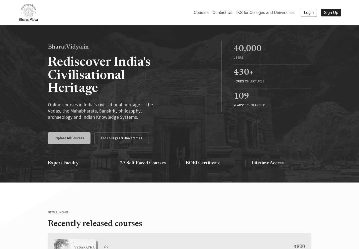 bharatvidya.in homepage